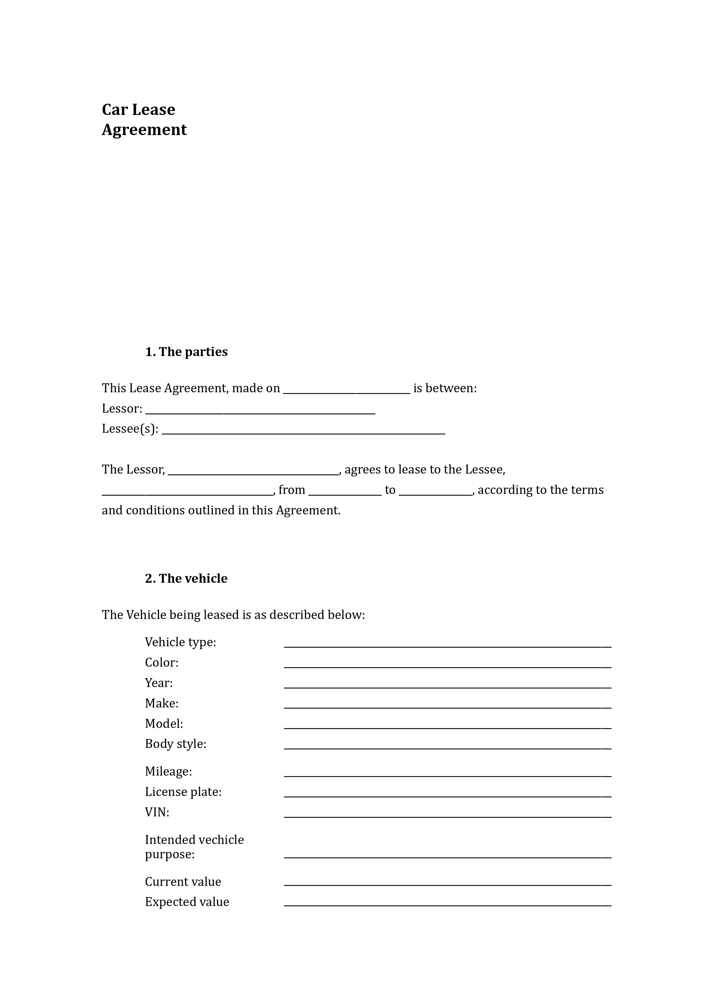 Free 7 Sample Car Lease Forms In Pdf