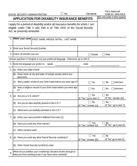 Free 7 Sample Social Security Forms In Pdf