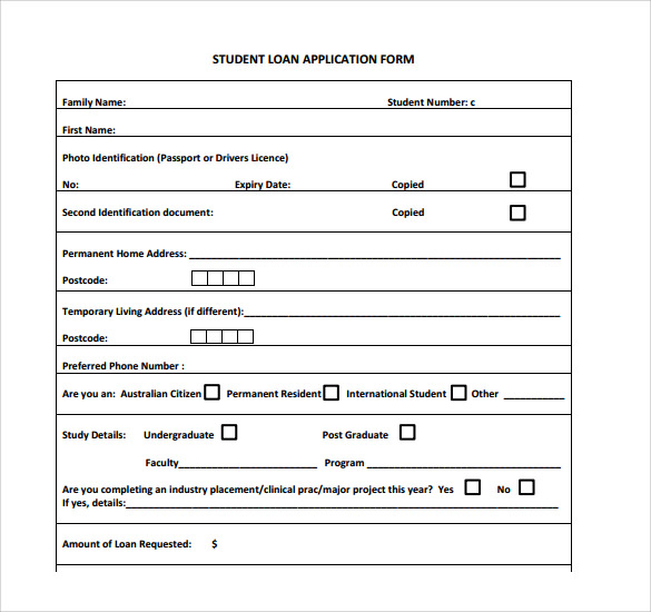 Free 7 Sample Students Loan Application Forms In Pdf Ms Word