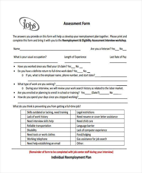 Free 8 Driver Assessment Form Samples In Pdf Ms Word