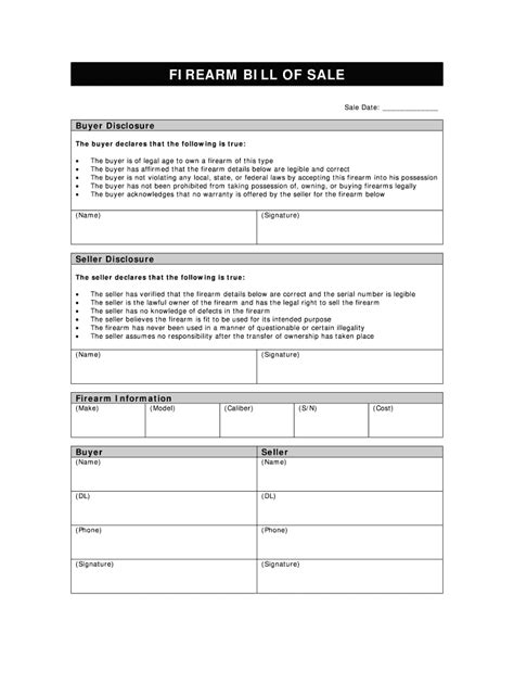 Free 8 Sample Bill Of Sale Forms For Gun In Pdf Ms Word