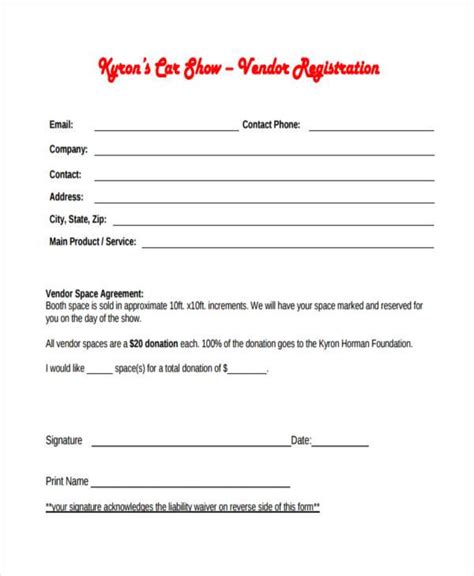 Free 8 Sample Car Show Registration Forms In Pdf Ms Word