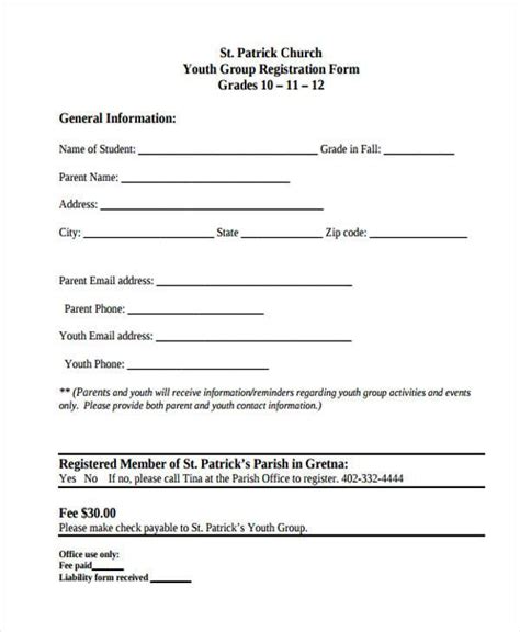 Free 8 Sample Church Registration Forms In Pdf Ms Word