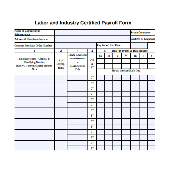 Free 8 Sample Payroll Tax Forms In Pdf Excel Ms Word Free Download