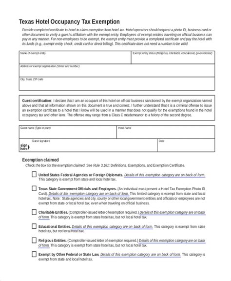 Free 8 Sample Tax Exemption Forms In Pdf Ms Word Exemptform Com