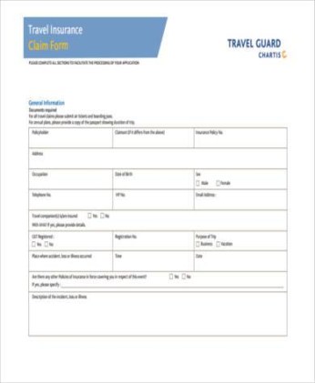 Free 8 Sample Travel Insurance Claim Forms In Pdf Ms Word Excel