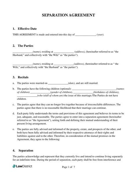 Free 8 Separation Agreement Forms In Pdf Ms Word