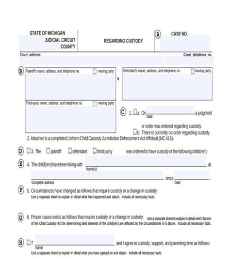 Free 9 Custody Agreement Forms In Pdf Ms Word