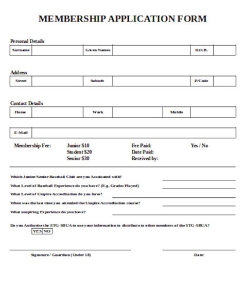 Free 9 Membership Application Forms In Pdf Word Excel