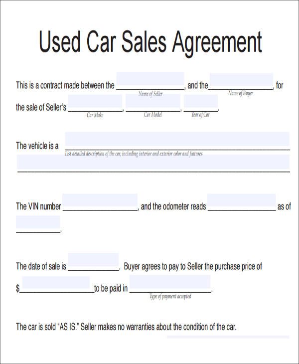 Free 9 Sample Automobile Sales Contracts In Google Docs Ms Word