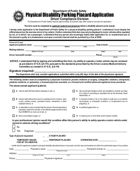 Free 9 Sample Disability Parking Forms In Pdf Word