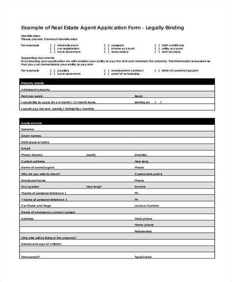 Free 9 Sample Real Estate Application Forms In Pdf Ms Word Excel