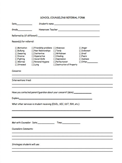 Free 9 Sample School Counseling Forms In Pdf Ms Word