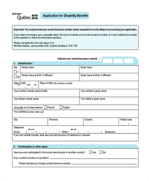 Free 9 Sample Social Security Disability Forms In Pdf Word