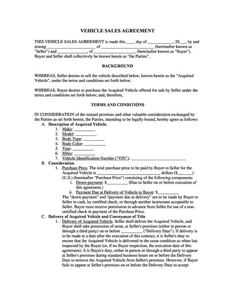 Free 9 Vehicle Purchase Agreement Letter Templates In Pdf Word