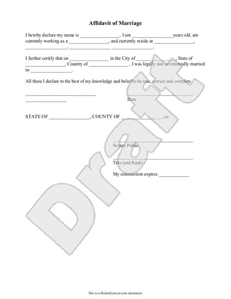 Free Affidavit Of Marriage Make Download Rocket Lawyer