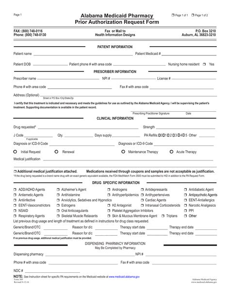 Free Alabama Medicaid Prior Rx Authorization Form Pdf Eforms