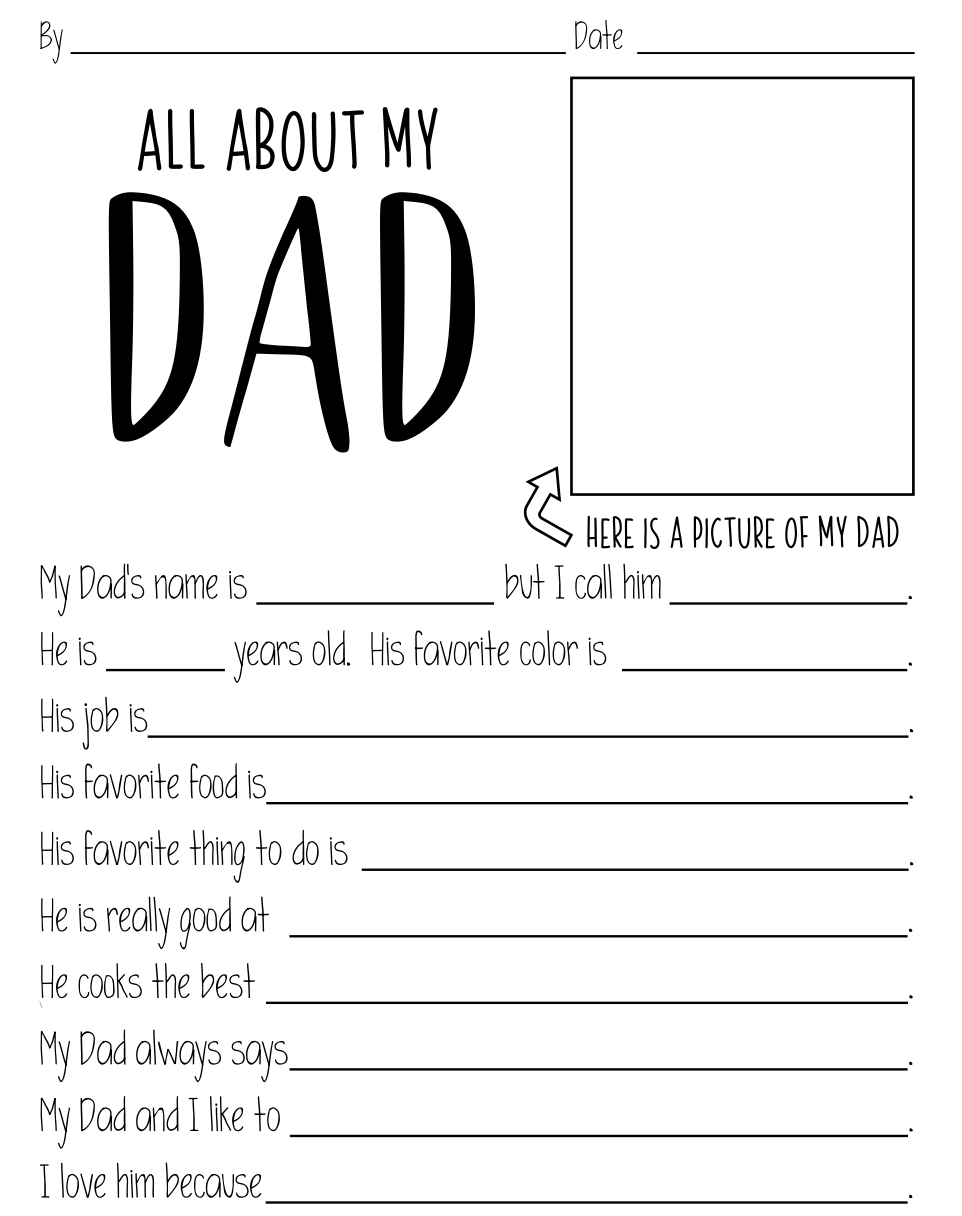 Free All About My Dad Printable Questionnaire Perfect For Father S Day