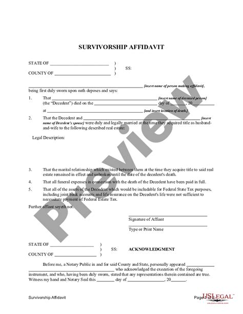 Free Assignment Joint Ownership With Right Of Survivorship Form Printable Real Estate Forms