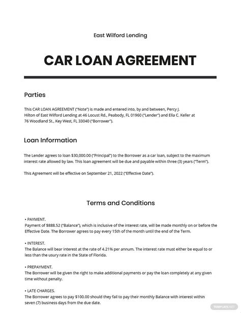 Free Auto Loan Agreement Template Get Our Free Printable Templates Now