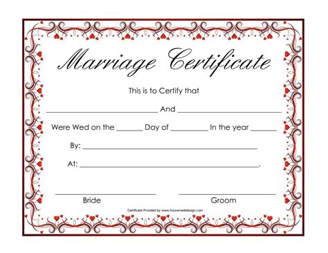 Free Blank Marriage Certificates Printable Marriage Certificate Hearts Marriage Certificate