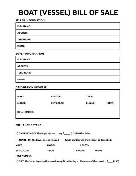 Free Boat Bill Of Sale Form Pdf Word Eforms Free Boat Bill Of Sale