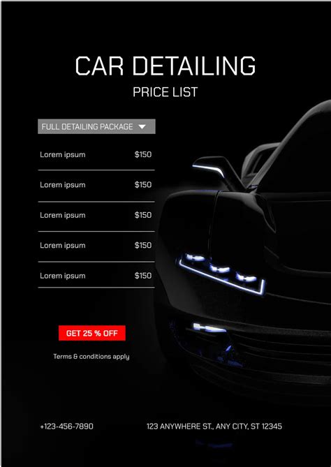 Free Car Detailing Price List Template For Google Docs