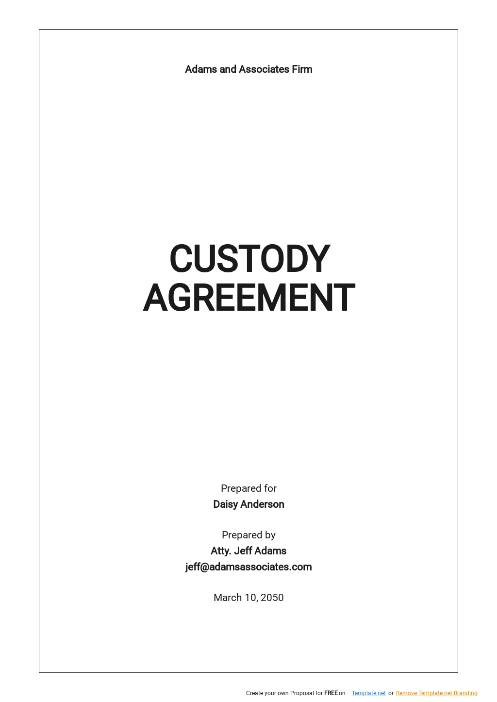 Free Child Custody Agreement Template