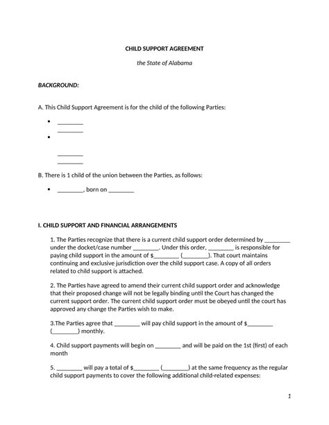 Free Child Support Agreement Templates Pdf Word Without Court