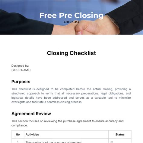 Free Closing Checklist Template Edit Online Download Template Net