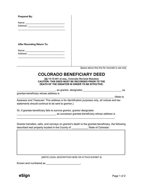 Free Colorado Beneficiary Deed Form Pdf Word