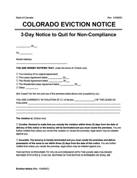 Free Colorado Eviction Notice Forms Pdf Amp Word Downloads