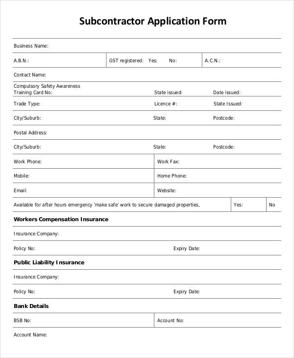 Free Contractor Information Form Template 123Formbuilder