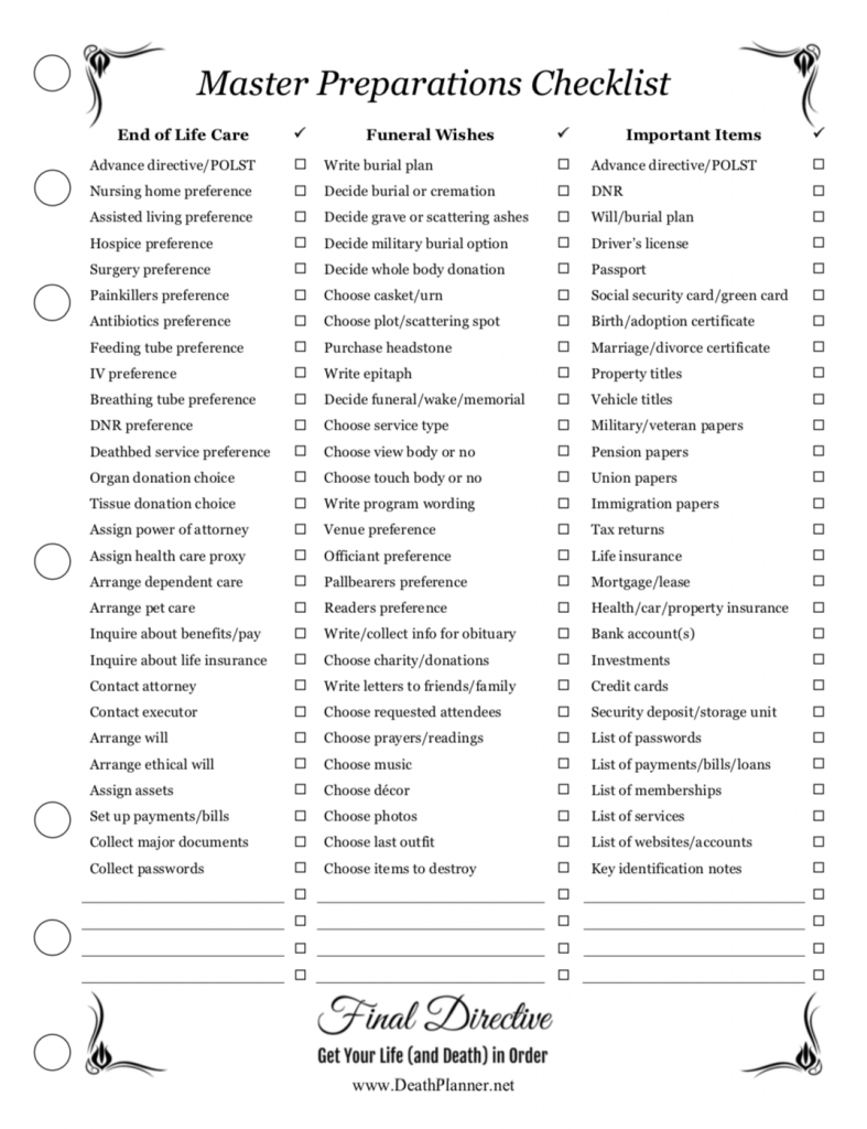 Free Death Planner Forms