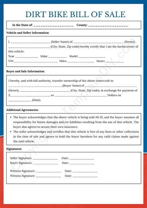 Free Dirt Bike Bill Of Sale Form Template Formspal Form 1957 Bill Of Sale Or Even Trade