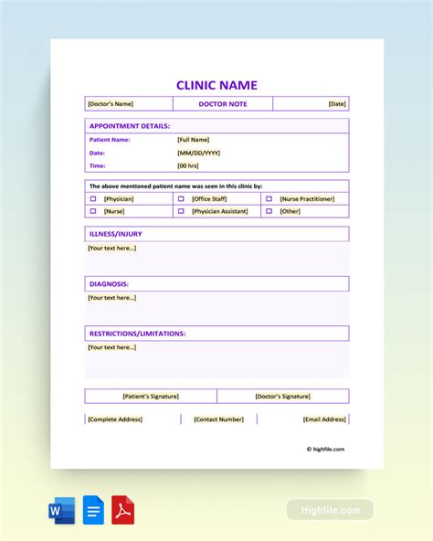 Free Doctor Note Templates For Work Or School Highfile