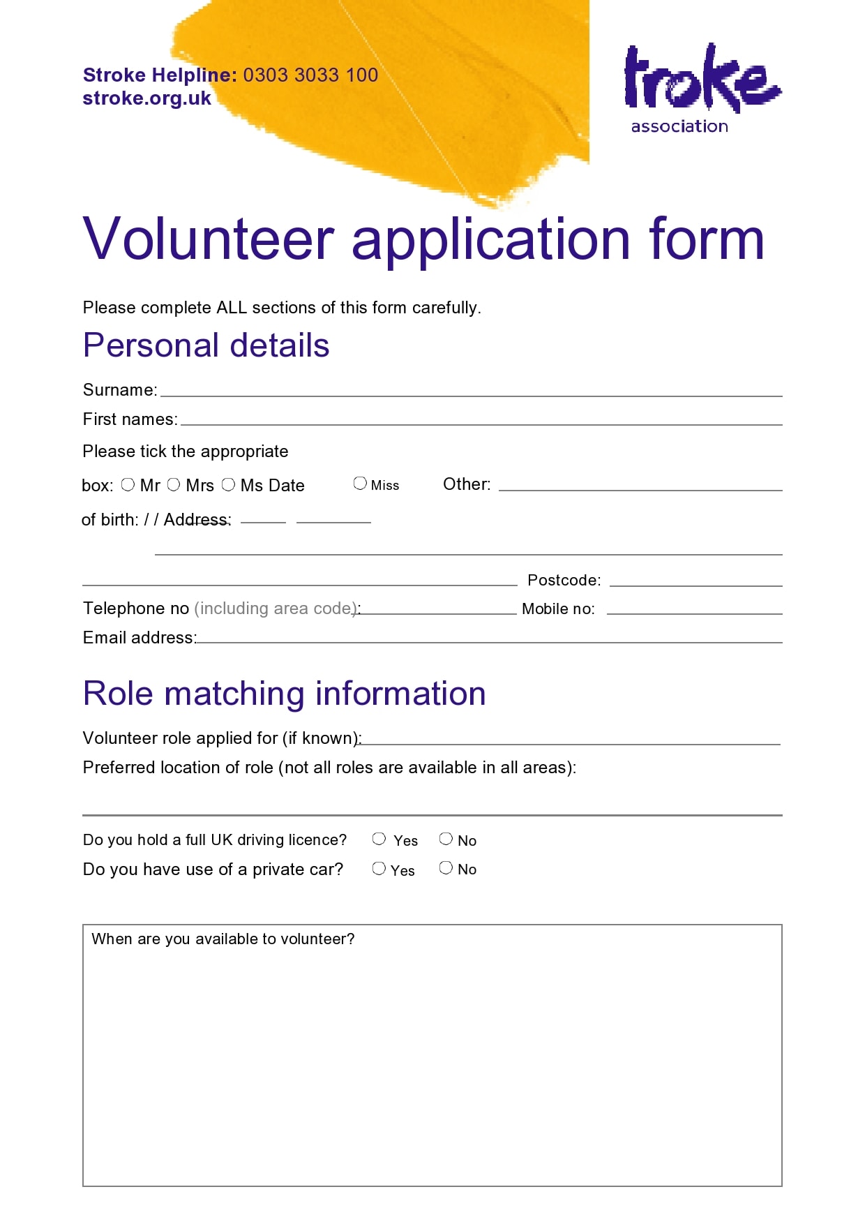 Free Downloadable Templates To Volunteer Forms Tjsno