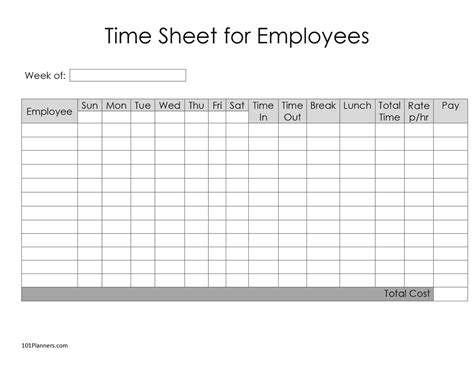 Free Employee Timesheet Printable Free Printable Templates