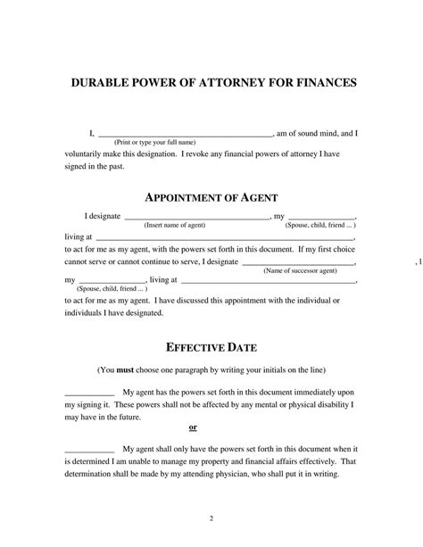 Free Fillable Durable Power Of Attorney Form Printable Forms Free Online