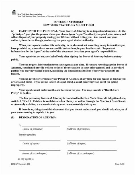 Free Fillable Power Of Attorney Form Ny Printable Forms Free Online