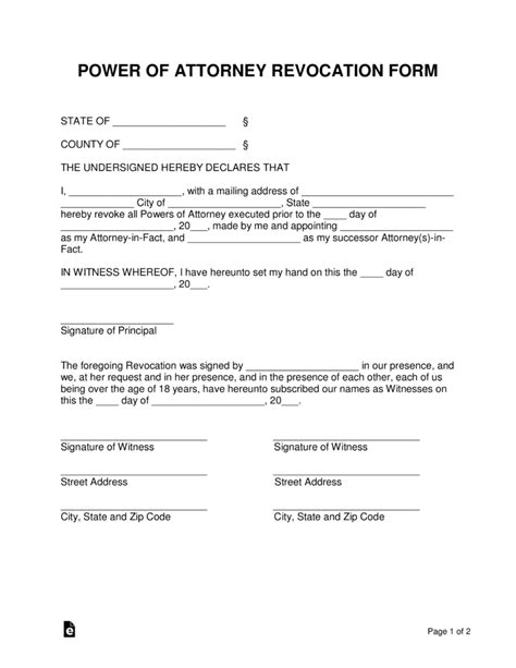 Free Fillable Revocation Power Of Attorney Form Pdf Templates