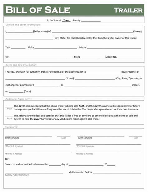 Free Fillable Texas Trailer Bill Of Sale Form Pdf Templates