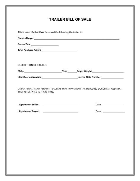 Free Florida Trailer Bill Of Sale Template Fillable Forms