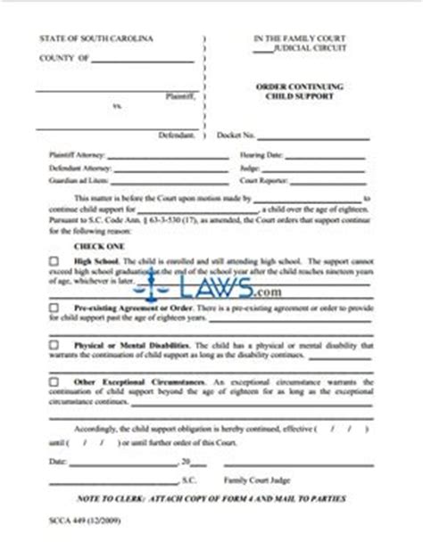 Free Form Scca449 Order Continuing Child Support Free Legal Forms