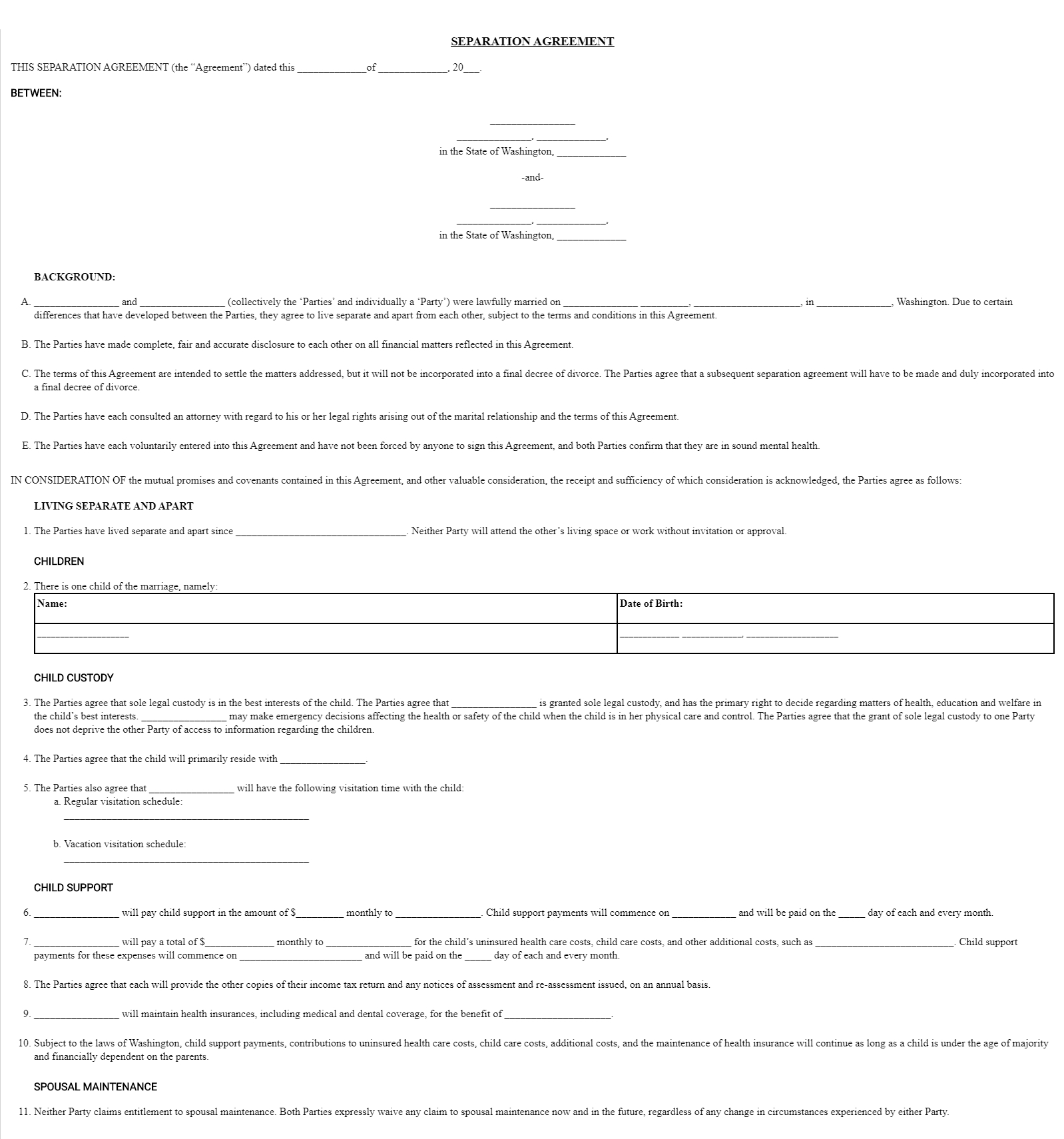 Free Georgia Marital Separation Legal Agreement Forms Forms Legal