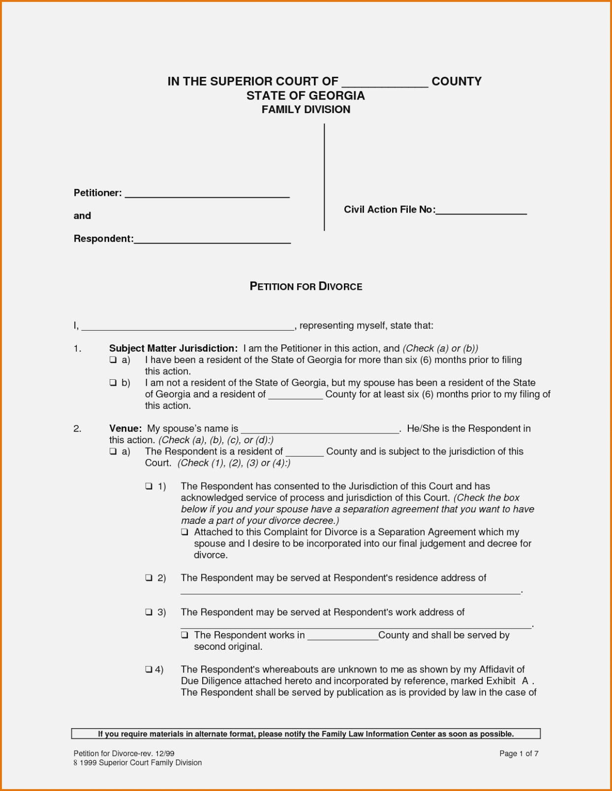 Free Georgia Uncontested Divorce Forms Form Resume Examples 0G27llaa9p