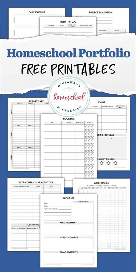 Free Homeschool Printables With The Words Homeschool Portfolio On It