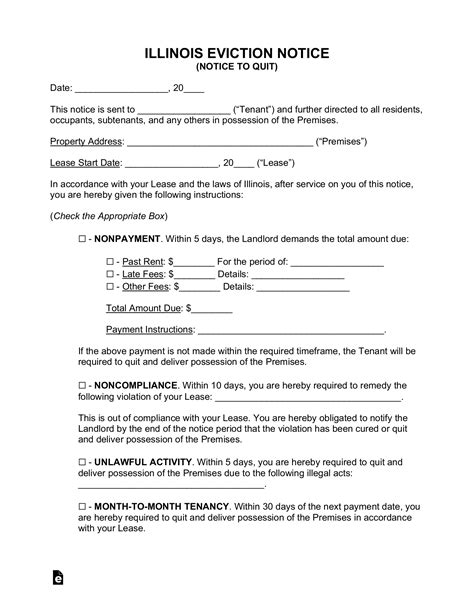 Free Illinois Eviction Notice Forms 4 Pdf Word Eforms