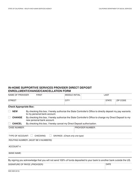 Free In Home Supportive Services Ihss Direct Deposit Form Pdf Eforms