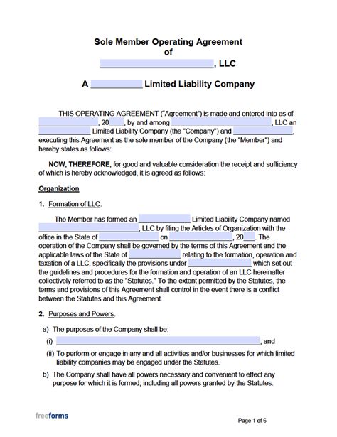 Free Indiana Llc Operating Agreements 2 Free Llc Operating Agreements Pdf Word